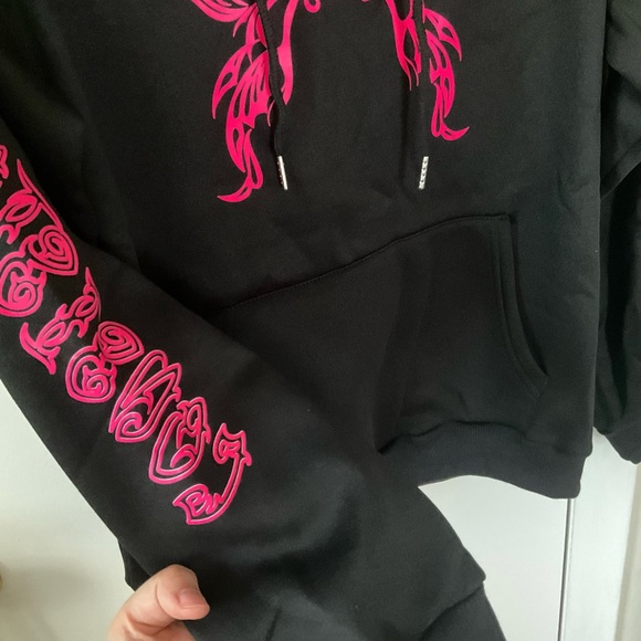 Winx Club Hoodie Fairy Wing Sweatshirt Butterfly Fairycore Vibes Black Pink Hood - Picture 3 of 10